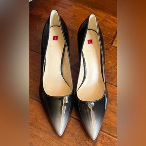 HOGL black Ombre lacquer LEATHER high heel pumps stilettos size UK 5.5 | US 8